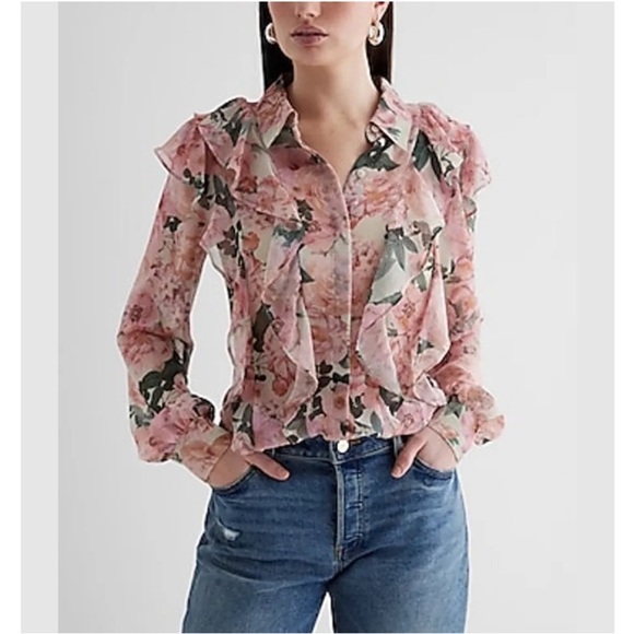 Express relaxed portofino floral button down - Picture 1 of 10